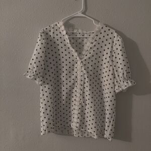 Polka Dot V-Neck Blouse